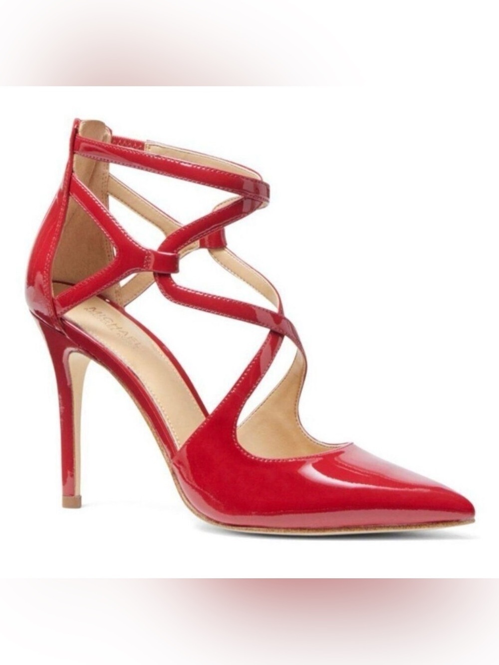 Michael Kors Red Patent Strappy Pointed-Toe Stiletto Heels